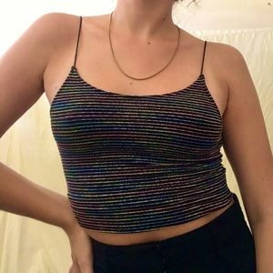 Express Multicolor Shimmer Crop Tank Top